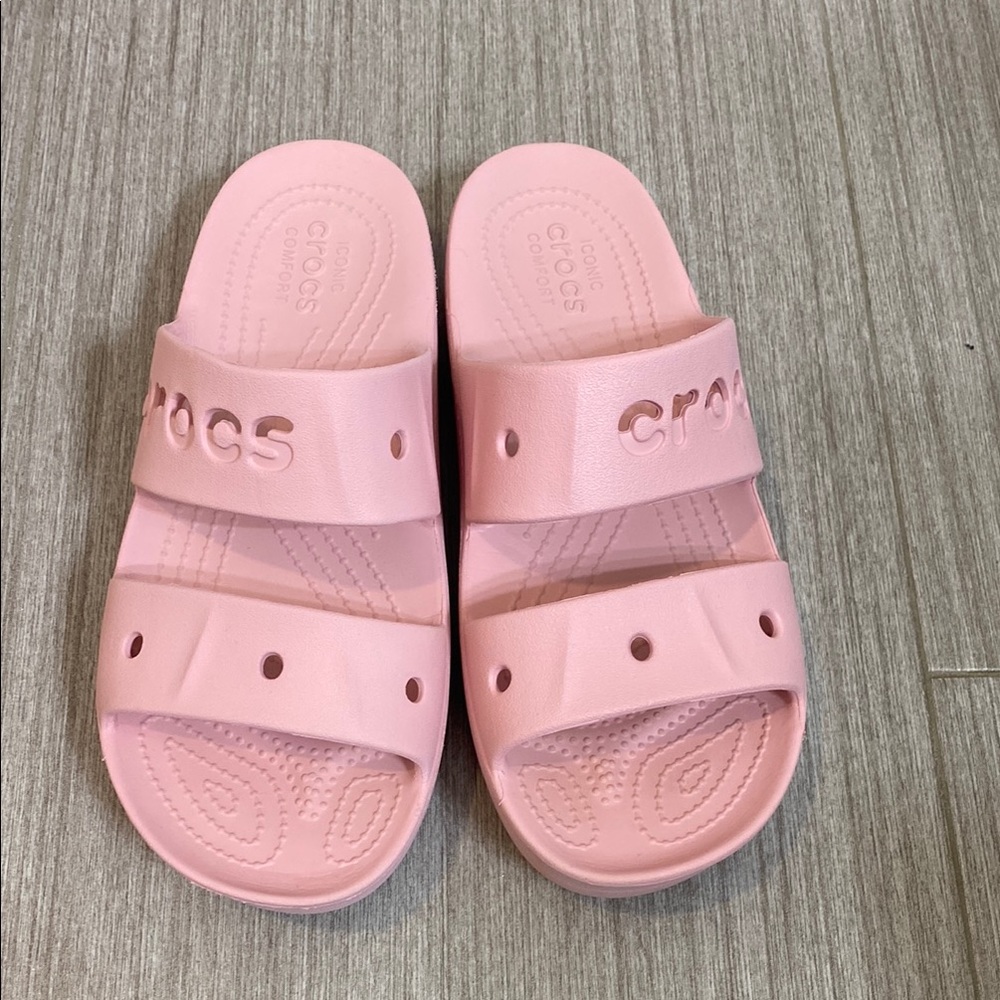 CROCS Pink Sandals Lightweight Double Strap Size 8
